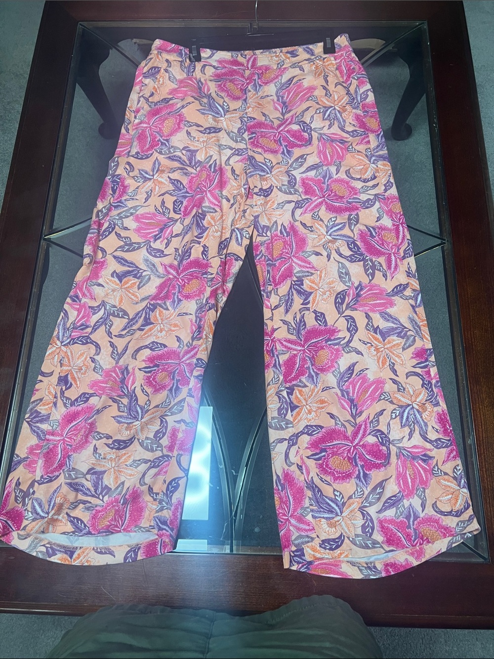 Old Navy high waisted Playa Floral Wide-Leg Beach Pants in Pink Peach Large - Picture 6 of 10
